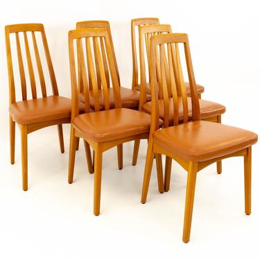 Niels Koefoeds Hornslet Eva Style Mid Century Modern Teak Dining Chairs Set of 6 - mcm 