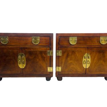 #5930 Pair of Henredon Chinoiserie Campaign Chests / Nightstands