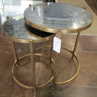 JONATHAN CHARLES LUXE NESTING COCKTAIL TABLES WITH EGLOMISE MIRRORED TOPS