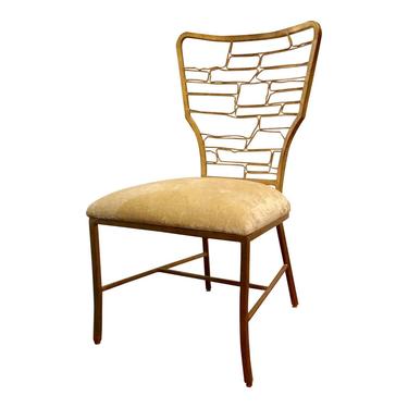 Currey & Co. Modern Gold and Velvet Vinton Side Chair