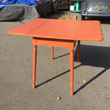Orange Painted Drop Leaf Table