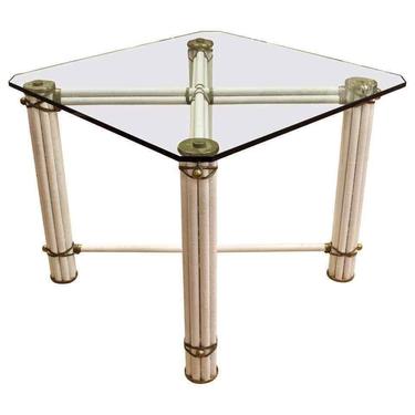 Mid Century Modern Square Bamboo Rattan Brass Dinette Table Linden for Mcguire 