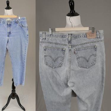90s Y2K Levi's 550 Jeans - 40 waist Blue Denim Pants - High Waisted - Relaxed Fit Tapered Leg - Vintage 1990s - 28.75" inseam 