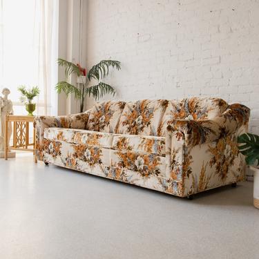 1970s Velvet Flower Sofa Bed
