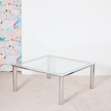 Chrome and Glass Square Coffee Table