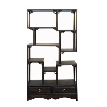 Chinese Brown Stain Treasure Display Curio Cabinet Room Divider cs7149E 