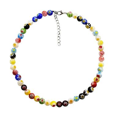 Colorful glass beads pearl necklace