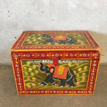 Colorful Trunk with Hand Painted Elephants