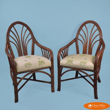 Pair of Leaf Rattan Arm chairs