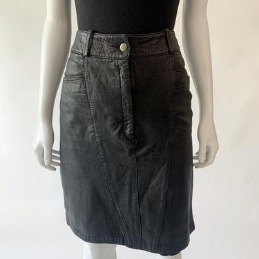 Black Butter Leather Zip Up Skirt