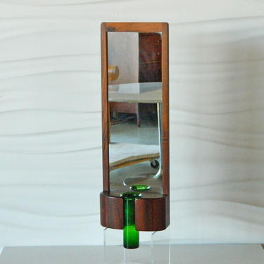 HA-17152 Randers Mobelfabrik Rosewood Mirror with Holmgaard Bud Vase