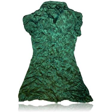 90s Dark Green and Black Floral Mini A-Line Dress //Collared Mini Dress / Size Small // Secret Threads 
