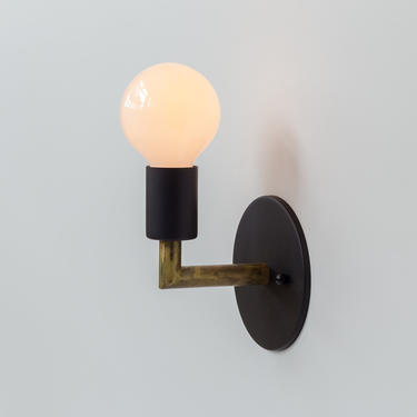 AP Wall Sconce - Contemporary Wall Light | Handmade | Raw Brass & Matte Black Finish | UL Listed 