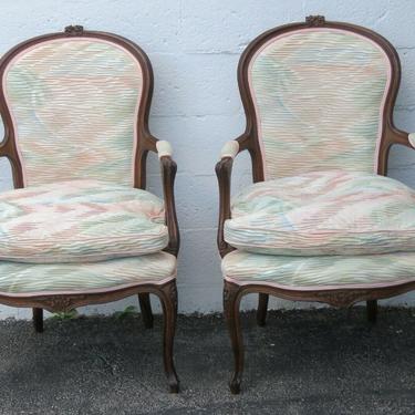 French Pair of Side Living Bed Room Den Fireplace Chairs 2412
