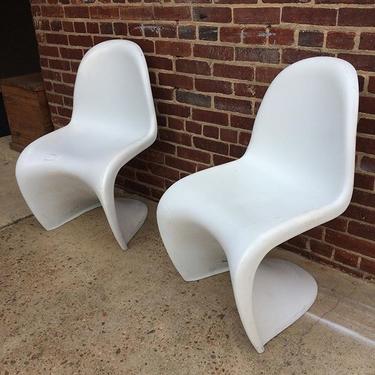 SOLD - Classic white Panton style chairs