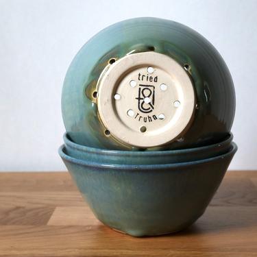 Berry Colander / Small Draining Bowl / Personal Ceramic Colander 