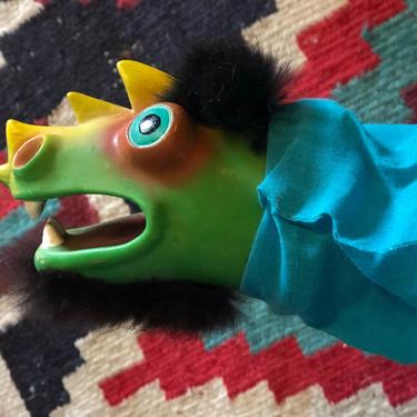 Vintage Monster hand puppet made in Japan 1950s rubber and cloth multicolor 