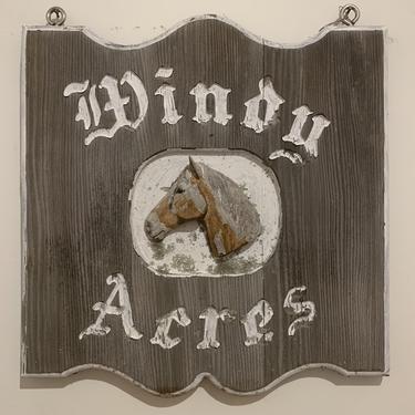 Vintage Wooden Horse Farm Sign