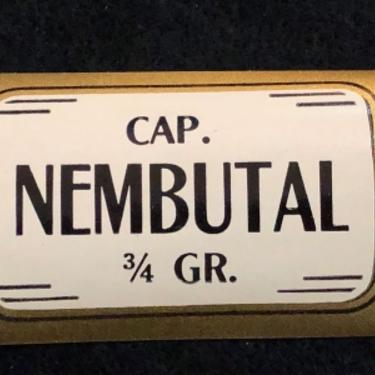 1920s Un Used Apothecary Label Cap. Nembutal 3/4 gram Barbiturate DrugDowner