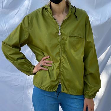 1970's Swishy Jacket / Olive Green Windbreaker Parka Jacket / Oversized Hooded Jacket / Unisex Jacket / Gender Neutral / Army Green Hoodie 