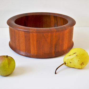 Danish Modern Teak 12&quot; Staved Wooden Bowl by Digsmed, Denmark 