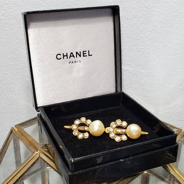 Chanel Rare Brooch Pin COCO Pearl Rhinestone Crystal CC Logo 1984 Vintage Pearl Pink Brooch Designer Jewelry 
