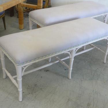 Pair of Palm Beach Faux Bamboo Benches