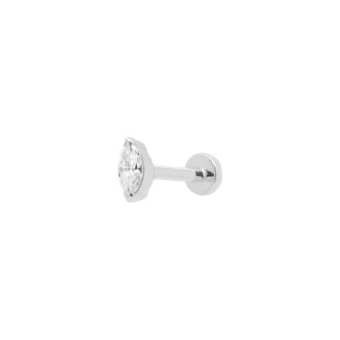Mini Marquise White Gold Diamond Threaded Flat Back Earring