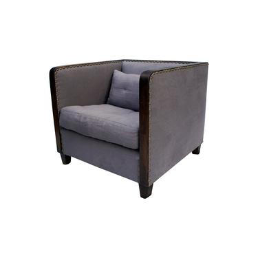 Van Thiel & Co Lavender Linen Down Filled Studded Trim Club Lounge Chair 
