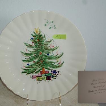 SPI Blue Ridge Christmas Tree w/ Presents 10 3/8&quot; Plate ~ Vtg 1930's / 40's Christmas Decor ~ Blue Ridge Hand Painted Christmas Tree Plate 1 