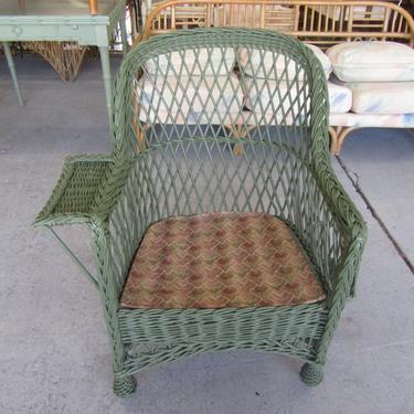 Green Wicker Arm Chair