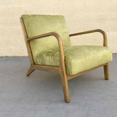 Mid Century Style Armchair in Green Velvet 