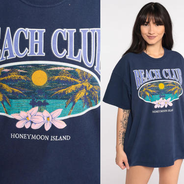 Honeymoon Island Shirt Beach Club Florida T Shirt Tampa Beach Shirt Graphic Tee Shirt Palm Tree Vintage 90s T Shirt Screen Stars Medium 