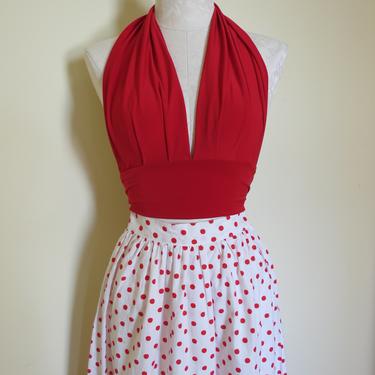Vintage 1950's skirt | polka dot skirt | polka dot dress | red and white skirt | pinup skirt | circle skirt | ruffled skirt | red skirt 