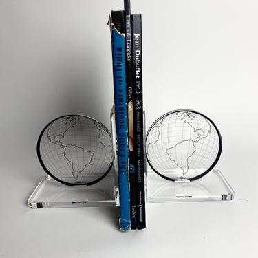 Pair of Lucite Earth Bookends