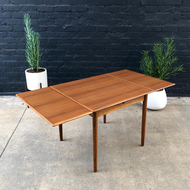 Danish Modern Teak Draw-Leaf Dining Table 