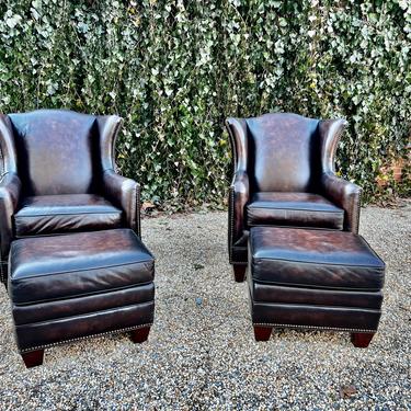 Stunning Brown Club Chair with Ottoman