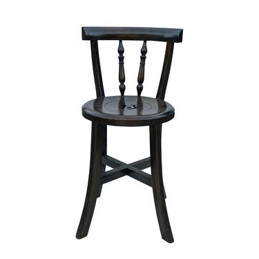 Chinese Handmade Round Brown Stain Fok Side Chair w Back cs5983E 