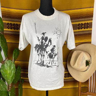 Vintage Pablo Picasso T-Shirt Don Quixote And Sanche Panzo Art T-Shirt 