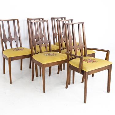 Broyhill Brasilia Brutalist Mid Century Walnut Dining Chairs - Set of 6 - mcm 
