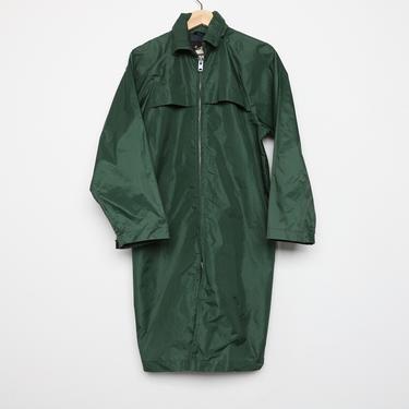 vintage 1960s men's HUNTER forest GREEN rain slicker mid century overcoat -- size XS men's 