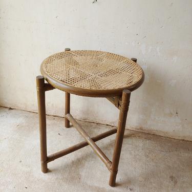 Vintage Folding Rattan and Cane Tray Table