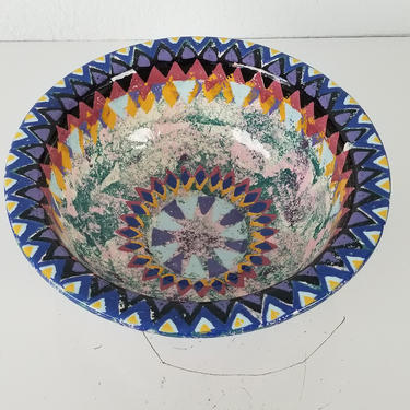 1986 Vintage Artistic Hand Painted &amp;quot; Carnival Bowl &amp;quot; By Richarel  Friviaccy . 