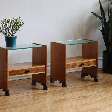 Pair of Art Deco MCM Scandinavian End Tables 