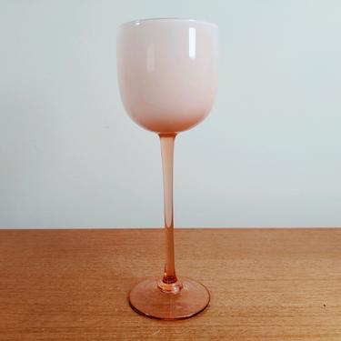 Vintage Carlo Moretti Cased Wine Glass | Pink Blush White | Murano Italy 