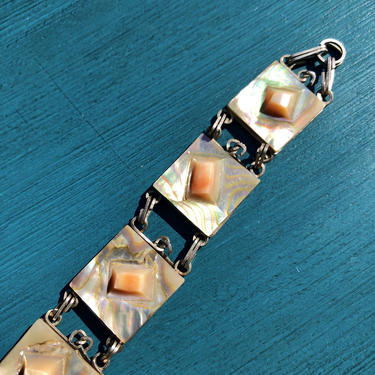 Abalone Bracelet/ Mexican Silver/ Vintage 