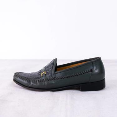 Vintage 80s David Eden Hunter Green Alligator Leather Gold Horsebit Slip On Loafers | Hand Made in Brazil | Size 10.5 | 1980s Designer Shoes 