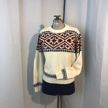 Big Lebowski style Nordic pullover ski sweater 1970s vintage S 