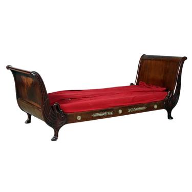 Antique Bed, Day Bed, French Empire Style, Mahogany, Bronze Swan Mount, 1800's!!