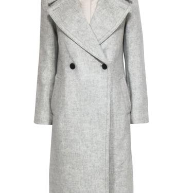 Club Monaco - Light Grey Double Breasted Longline Wool "Daylina" Coat Sz M